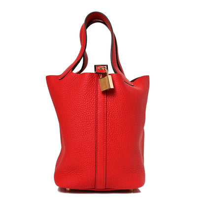 Hermes Taurillon Clemence Picotin Lock 18 PM Rouge De Coeur 1 of 12