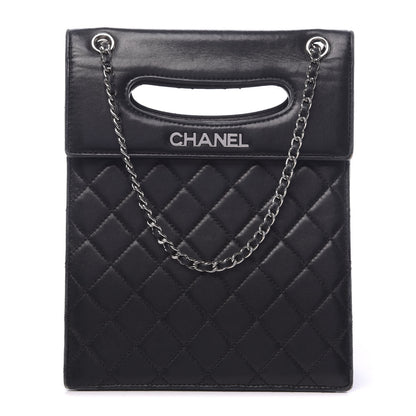 Chanel Lambskin Top Handle Logo Flap Black 1 of 18