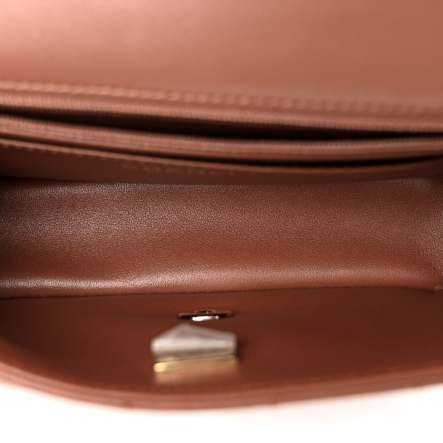 Lambskin Quilted Crystal Top Handle Rectangular Flap Brown