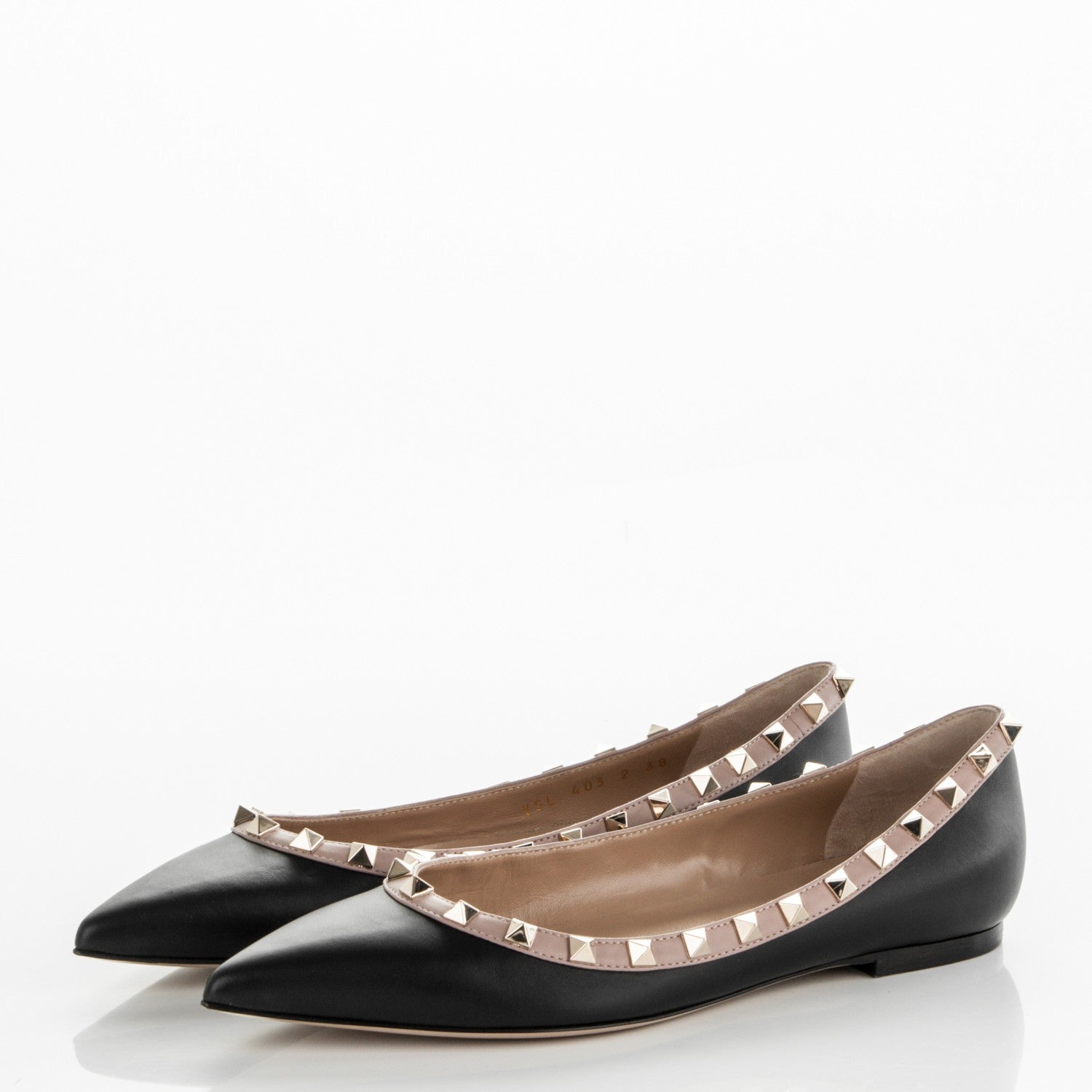 Valentino Garavani Nappa Rockstud Ballerina Flats 38 Black Poudre 3 of 8