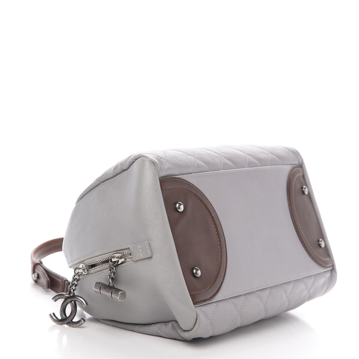 Chanel Calfskin Quilted Country Chic Bowler Grey 3 of 13