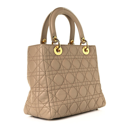 Christian Dior Lambskin Cannage Medium Pearl Lady Dior Beige 3 of 10