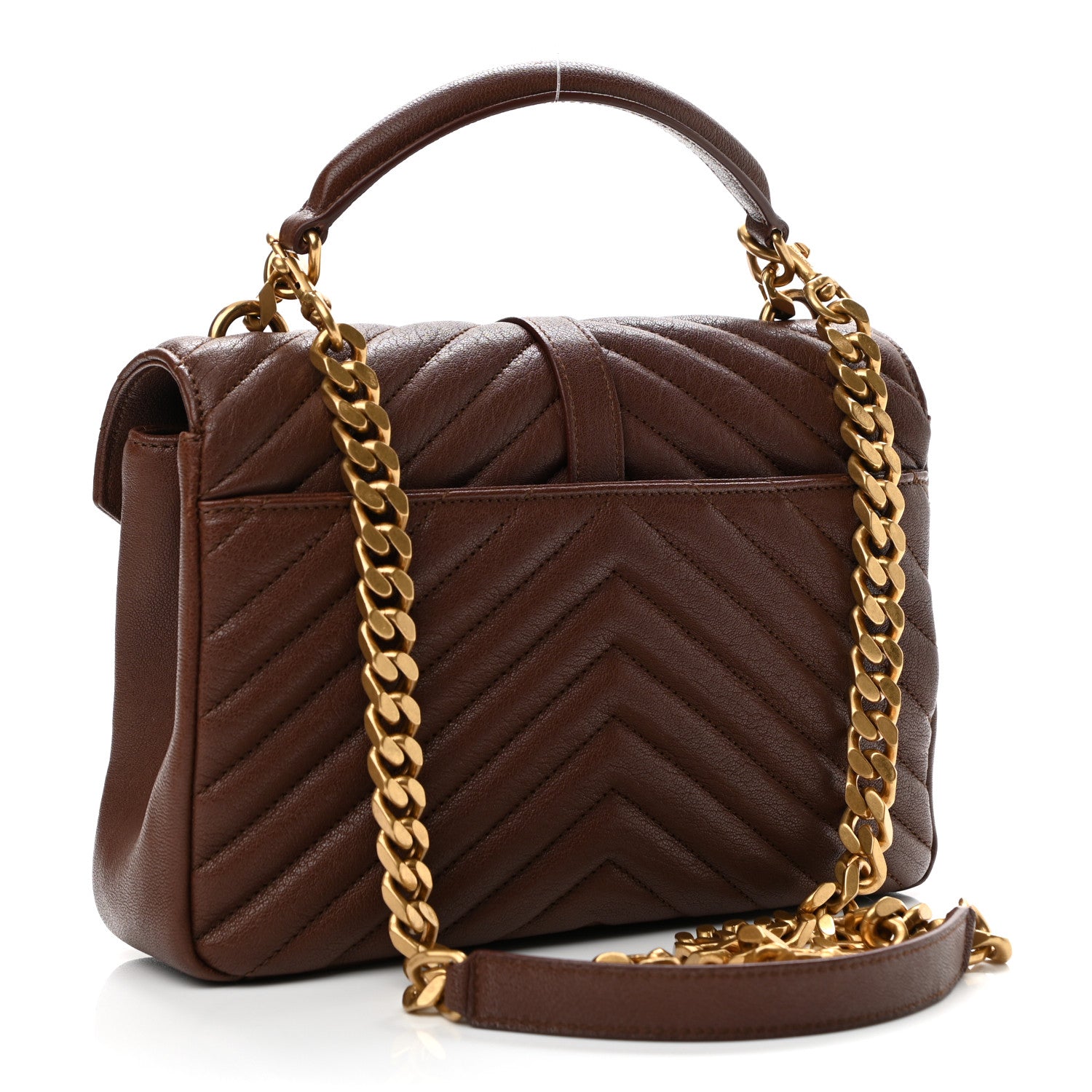 Saint Laurent Sheepskin Matela5sse Chevron Monogram Medium College Bag Brandy 3 of 10