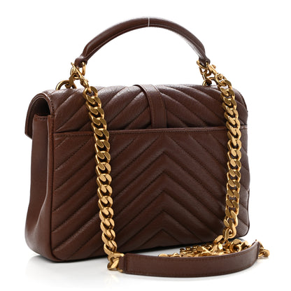 Saint Laurent Sheepskin Matela5sse Chevron Monogram Medium College Bag Brandy 3 of 10