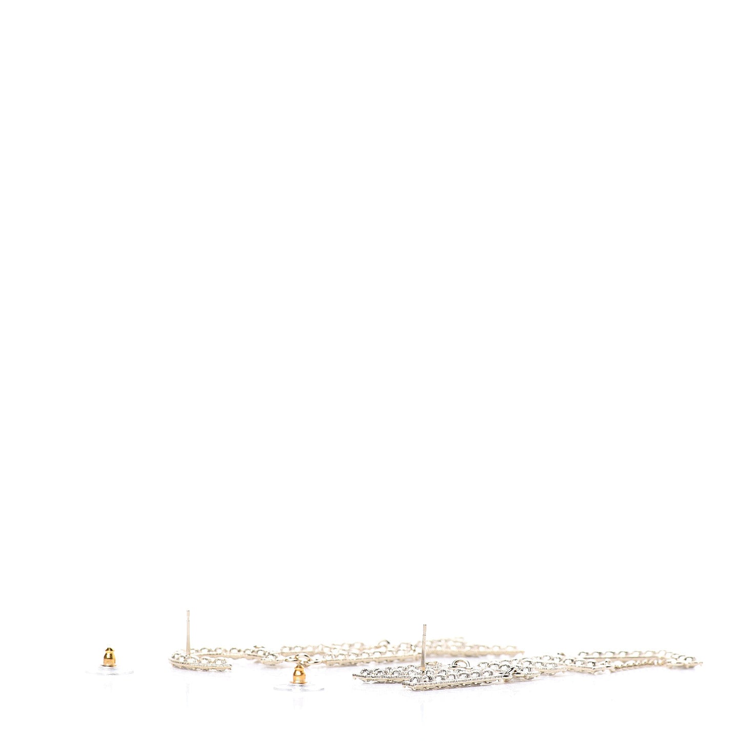 Crystal Cha-Nel Logo Drop Earrings Gold
