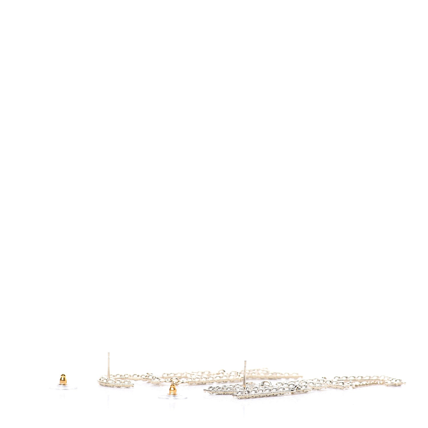Chanel Crystal Cha-Nel Logo Drop Earrings Gold 3 of 5