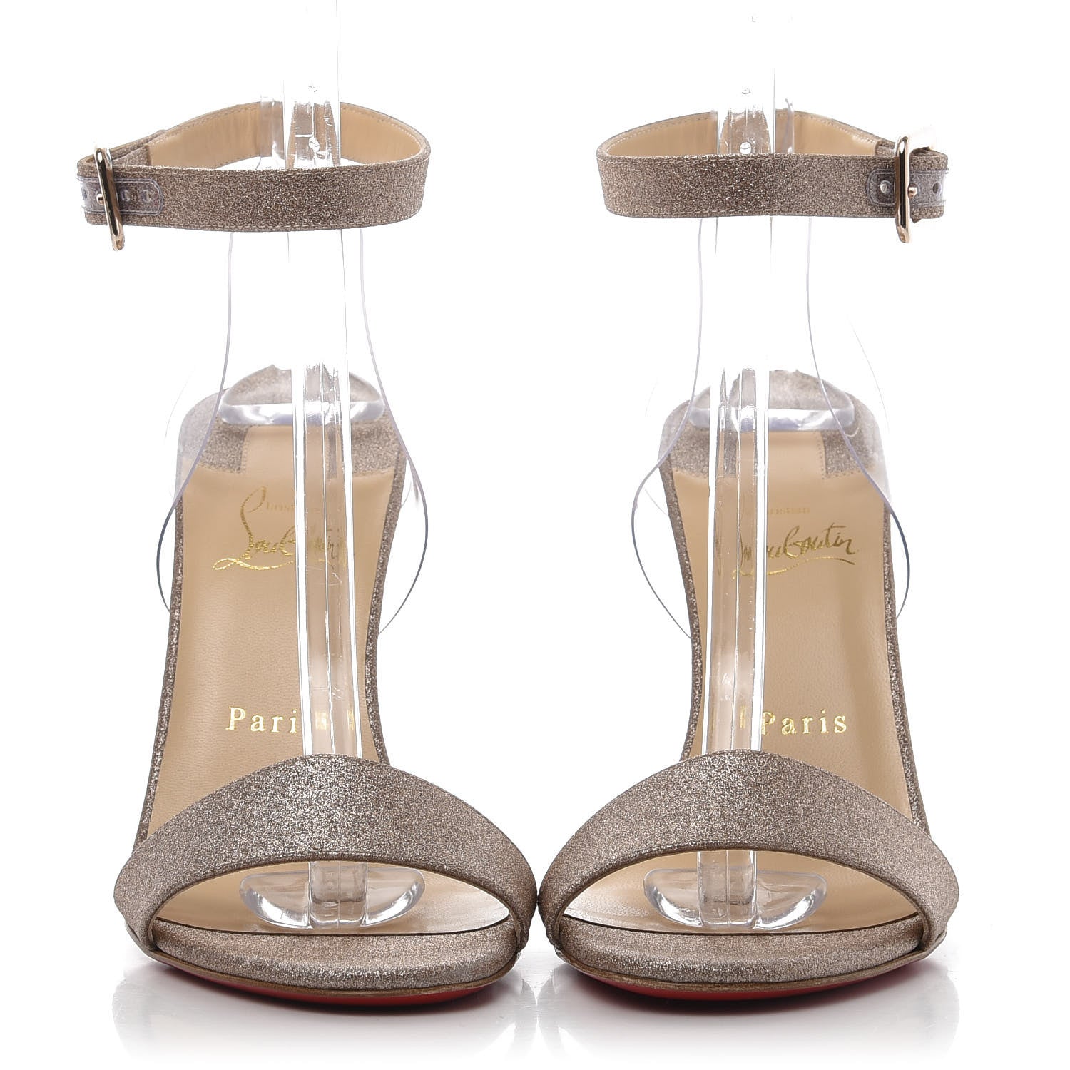 Christian Louboutin PVC Glitter Levitallo 100 Sandals 39 Nude 2 of 12