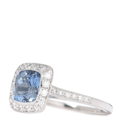 Tiffany Platinum Diamond Aquamarine Legacy Ring 50 5.5 3 of 7