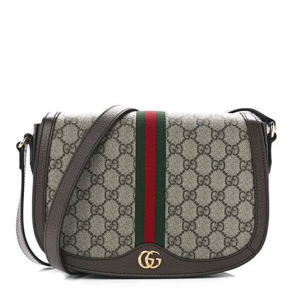 Gucci GG Supreme Monogram Web Small Ophidia Flap Messenger Bag Brown 1 of 12