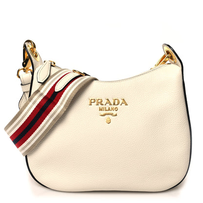 Prada Vitello Phenix Zippered Small Messenger Hobo Talco 1 of 9