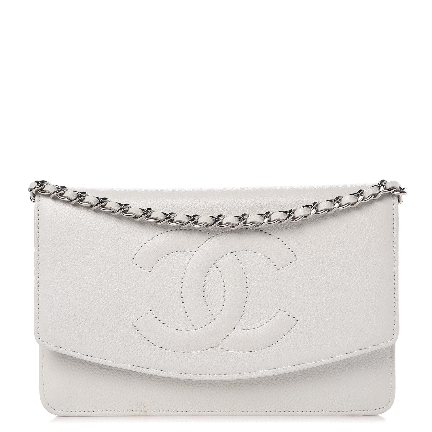 Chanel Caviar Timeless CC Wallet on Chain WOC White 1 of 11