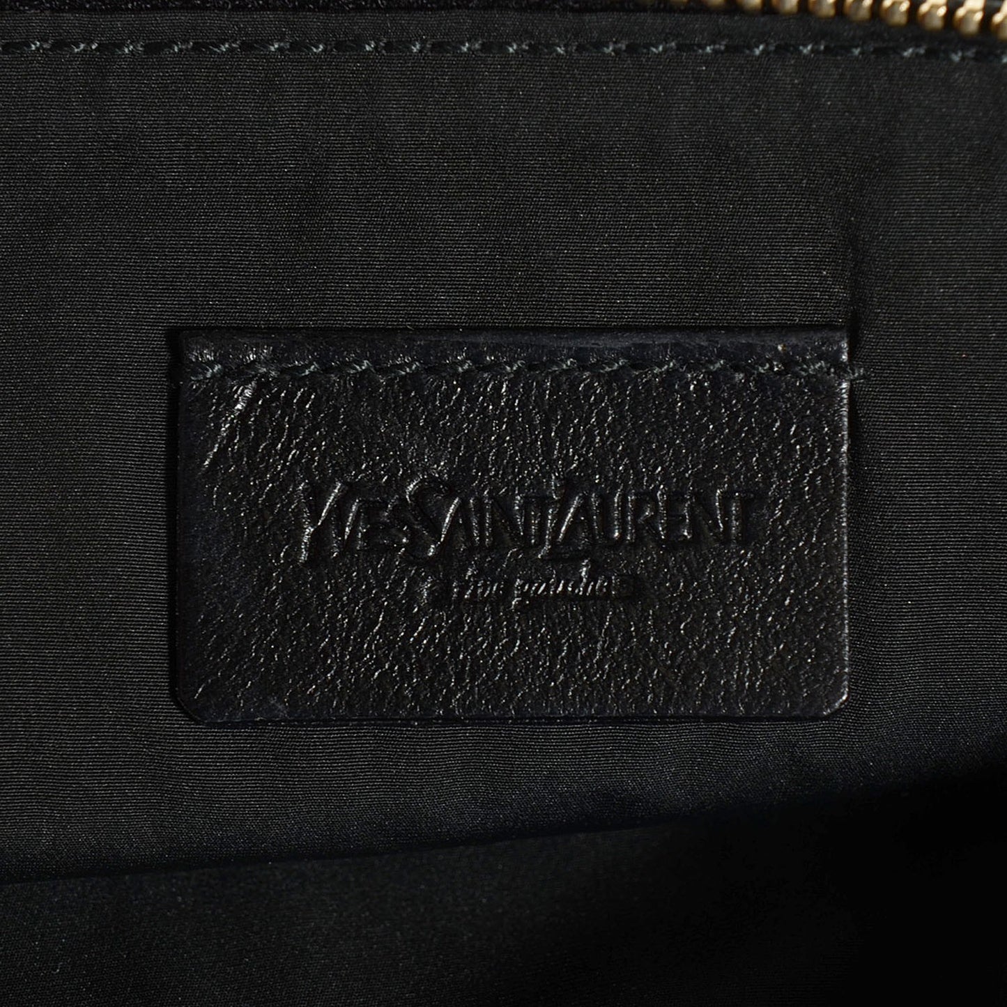 Textured Patent Y-Mail Zip Clutch Black