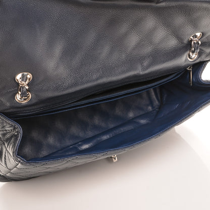 Chanel Washed Caviar Maxi Single Flap Navy 5 of 7