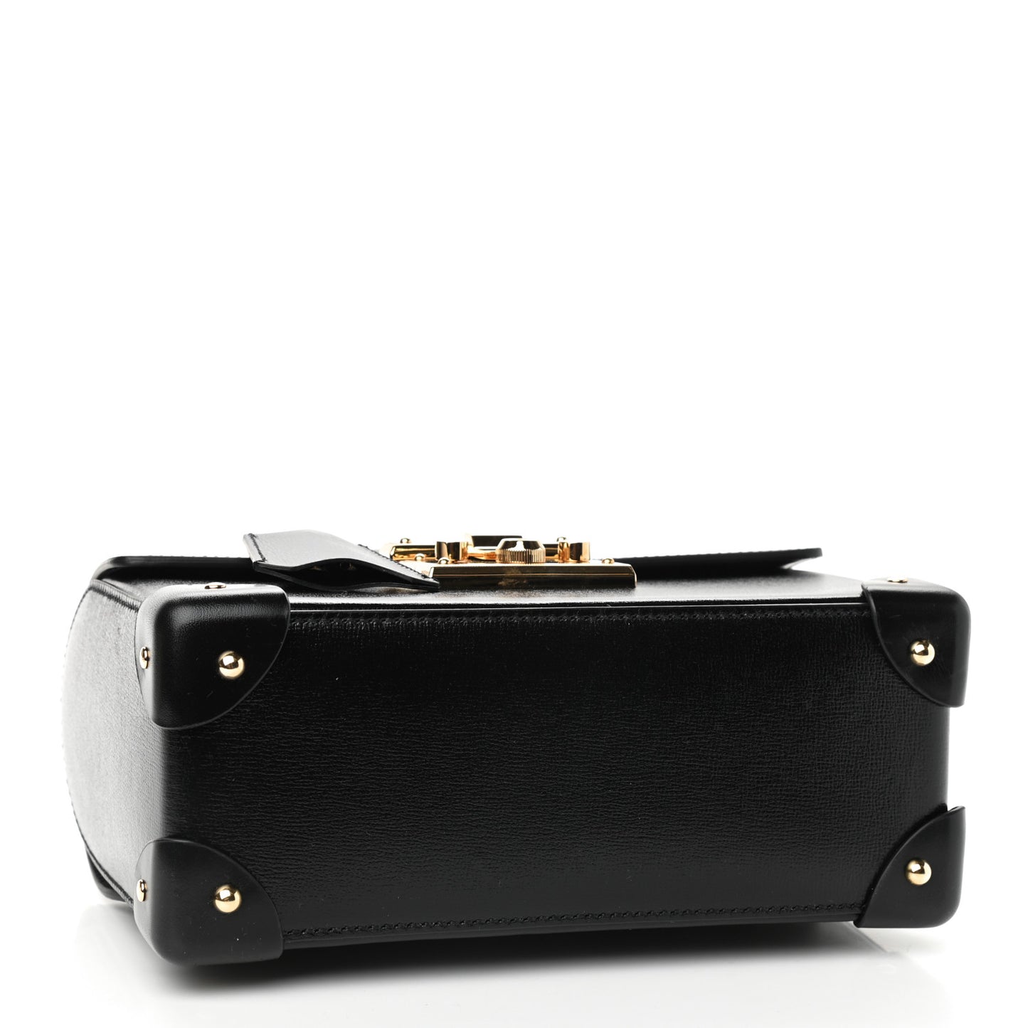 Calfskin Small Padlock Bamboo Shoulder Bag Black