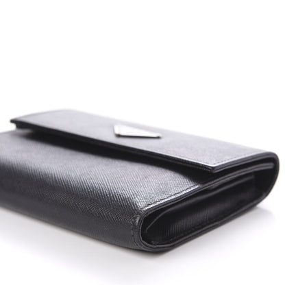 Prada Saffiano Metal Tri-Fold Wallet Black 10 of 12