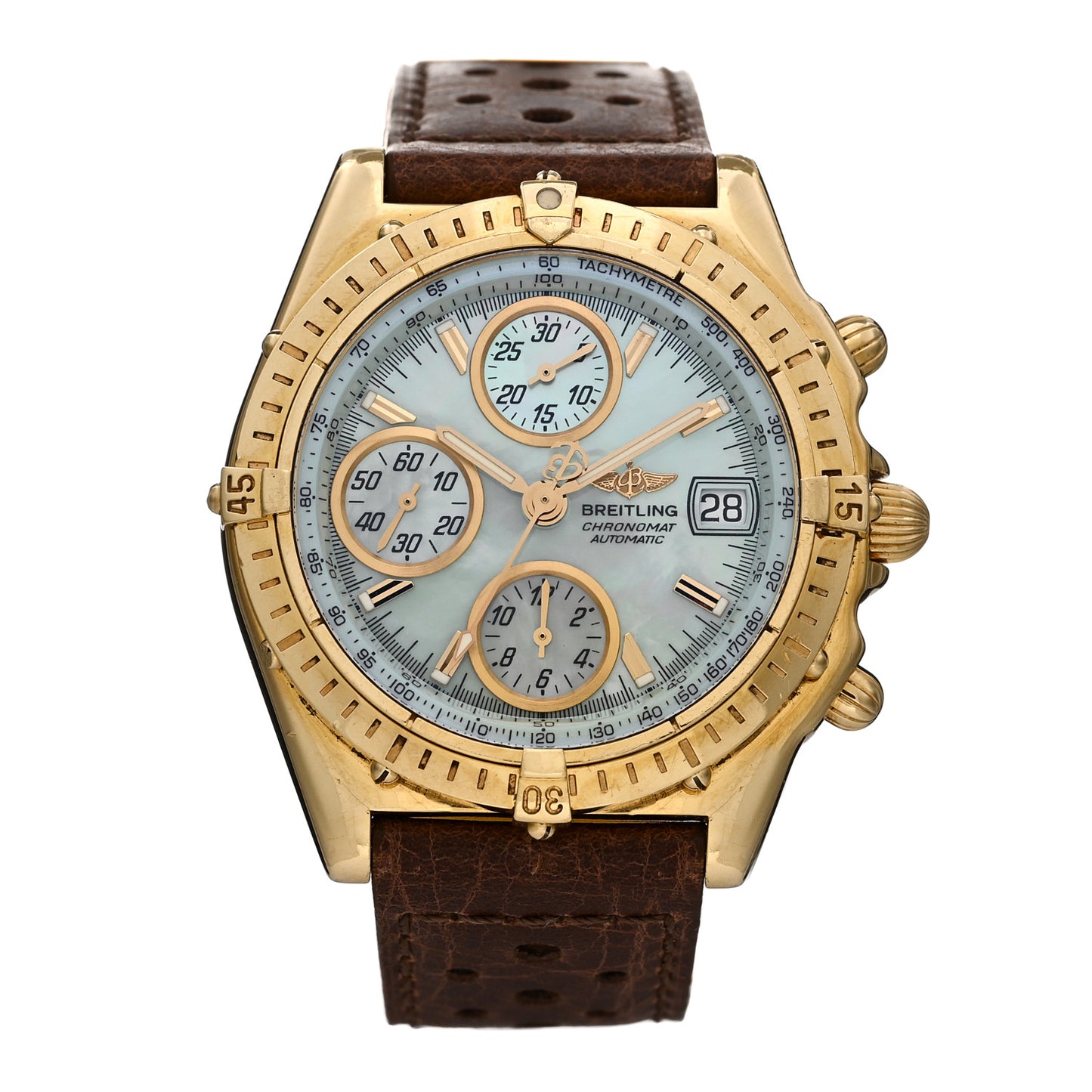 18K Yellow Gold Alligator Mother of Pearl 40mm Chronomat Automatic Watch K13050.1