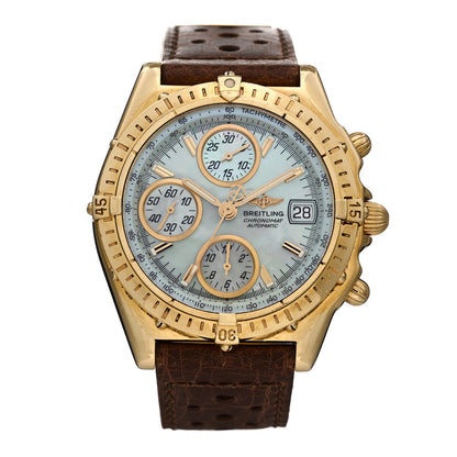 Breitling 18K Yellow Gold Alligator Mother of Pearl 40mm Chronomat Automatic Watch K13050.1 1 of 4