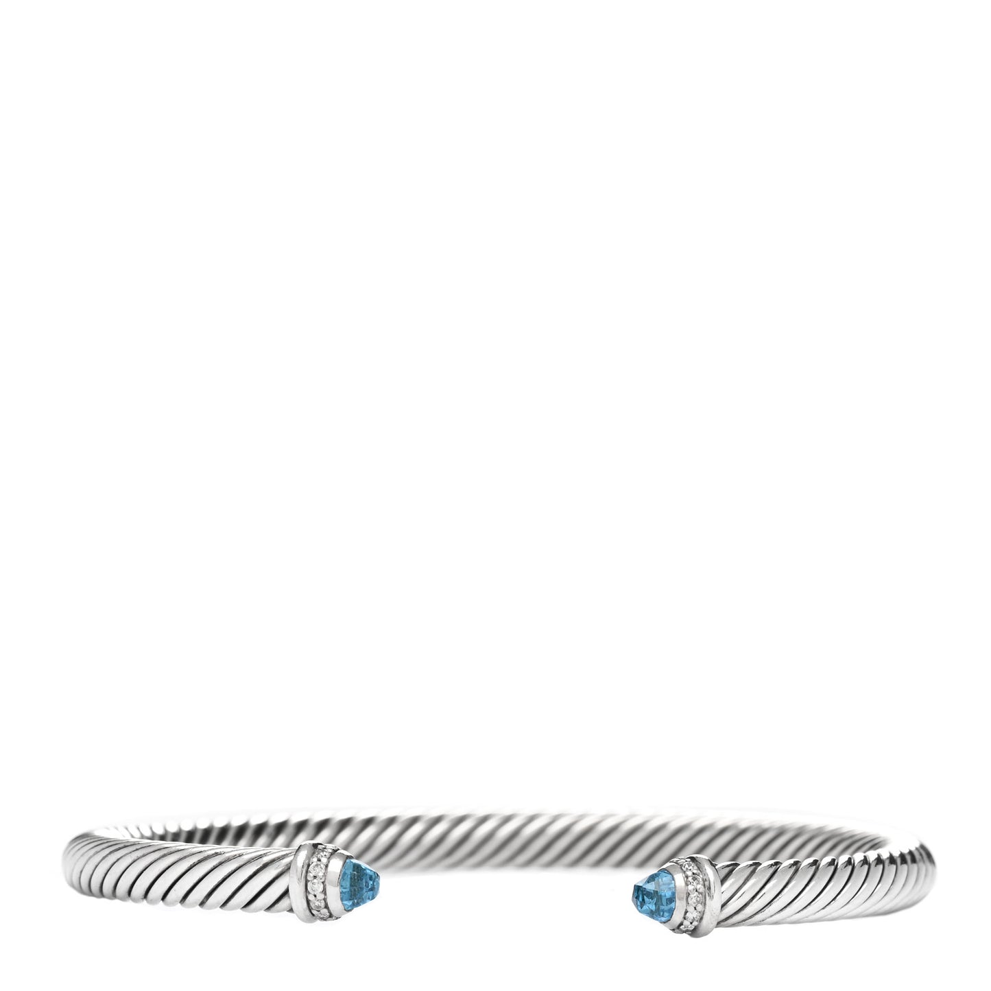 Sterling Silver Diamond Blue Topaz 5mm Cable Classics Bracelet