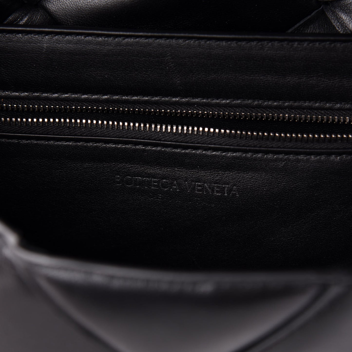 Nappa Intreccio Padded Top Handle Shoulder Bag Black