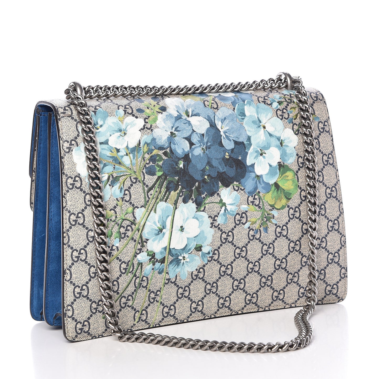 GG Supreme Monogram Blooms Medium Dionysus Shoulder Bag Beige Navy Vintage Blue