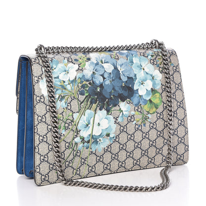 Gucci GG Supreme Monogram Blooms Medium Dionysus Shoulder Bag Beige Navy Vintage Blue 3 of 14