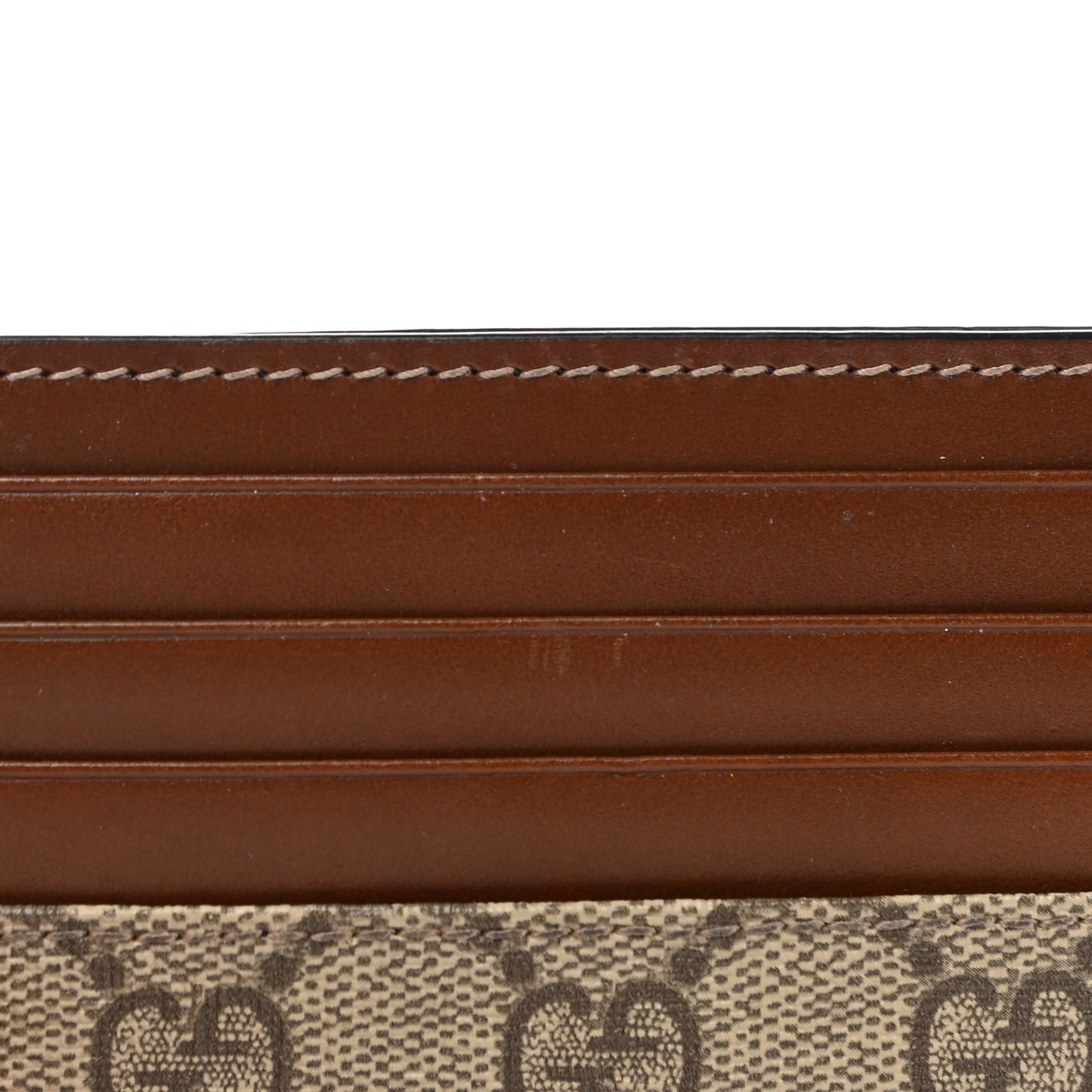 GG Supreme Monogram Calfskin Large Card Holder Beige Ebony Cuir