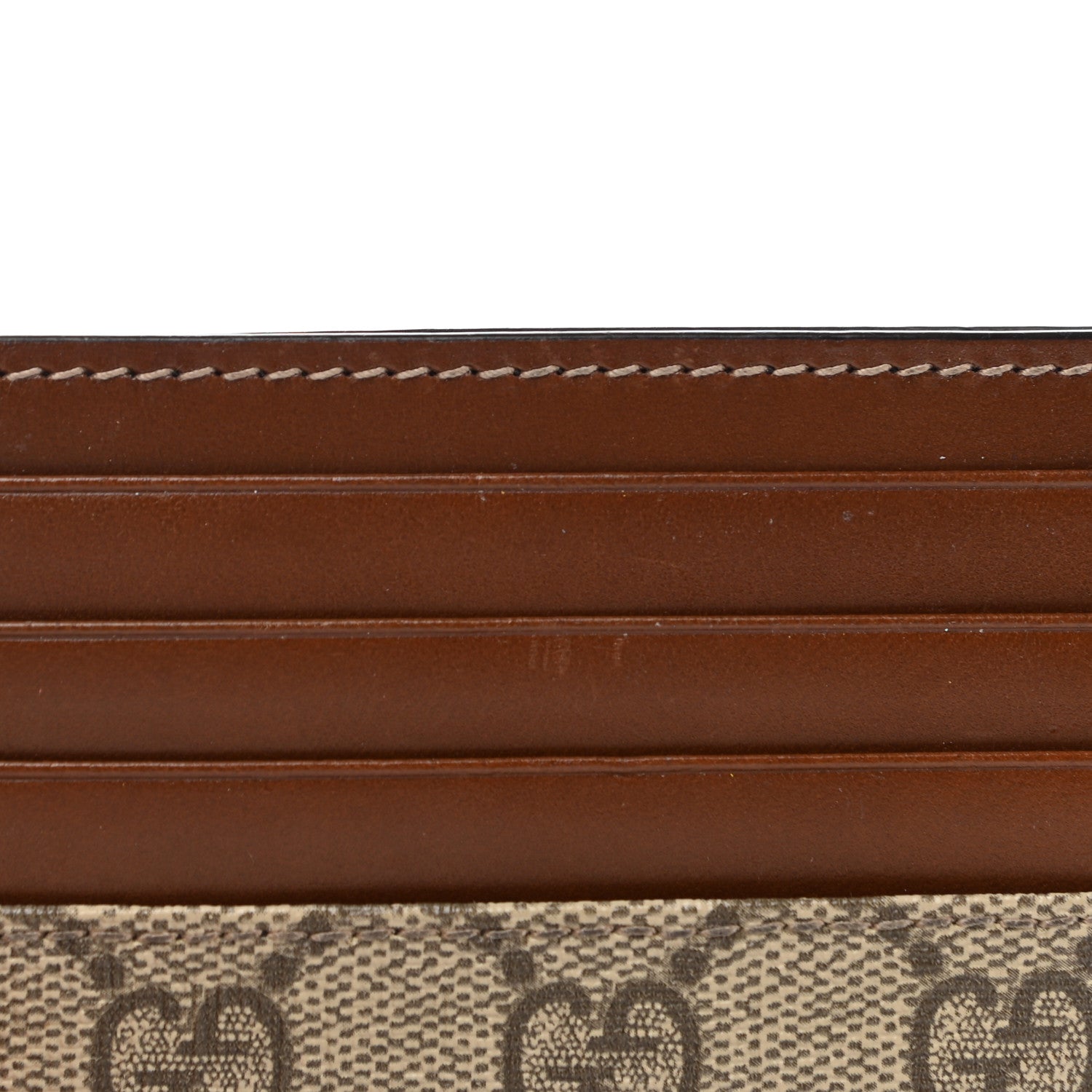 Gucci GG Supreme Monogram Calfskin Large Card Holder Beige Ebony Cuir 7 of 7