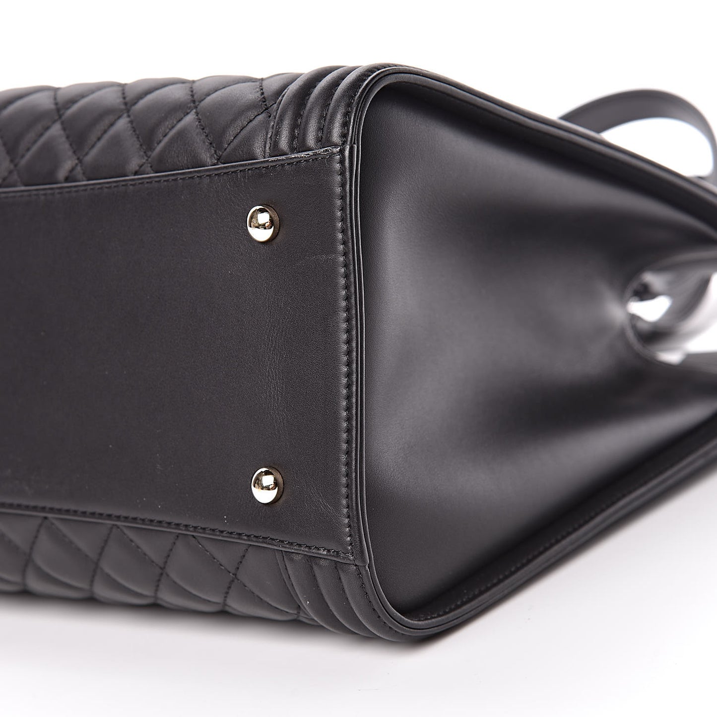 Calfskin Quilted Boy Shopping Tote Black