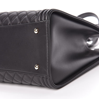 Chanel Calfskin Quilted Boy Shopping Tote Black 12 of 12