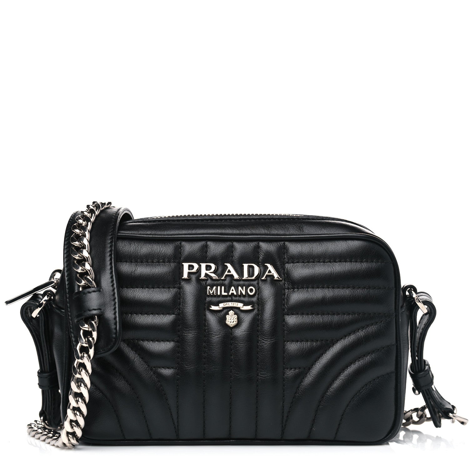 Prada Soft Calfskin Diagramme Crossbody Bag Black 1 of 5