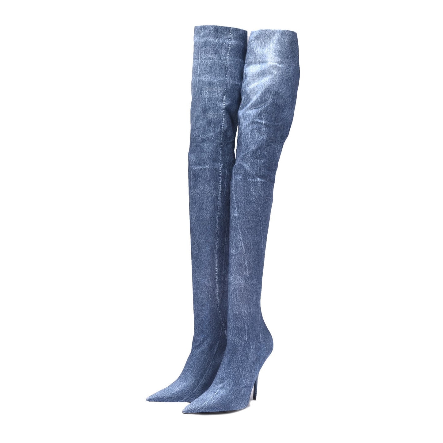 Denim Print Spandex Knife Over The Knee Boots 40