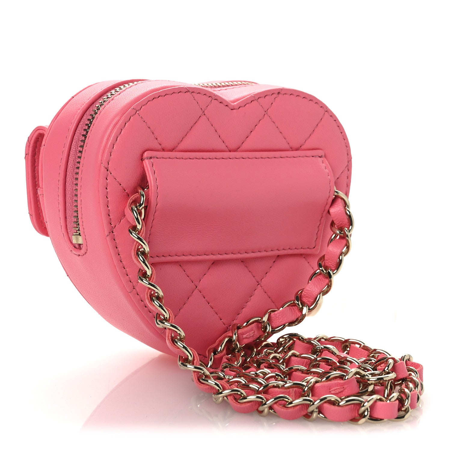 Chanel Lambskin Quilted CC In Love Heart Waist Belt Bag With Chain Pink 3 of 11