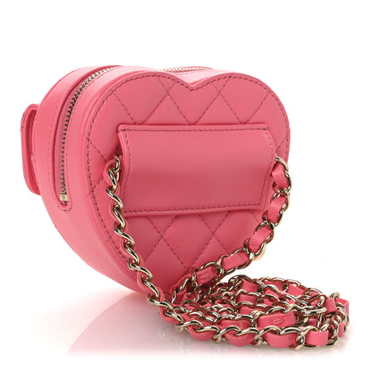 Chanel Lambskin Quilted CC In Love Heart Waist Belt Bag With Chain Pink 3 of 11
