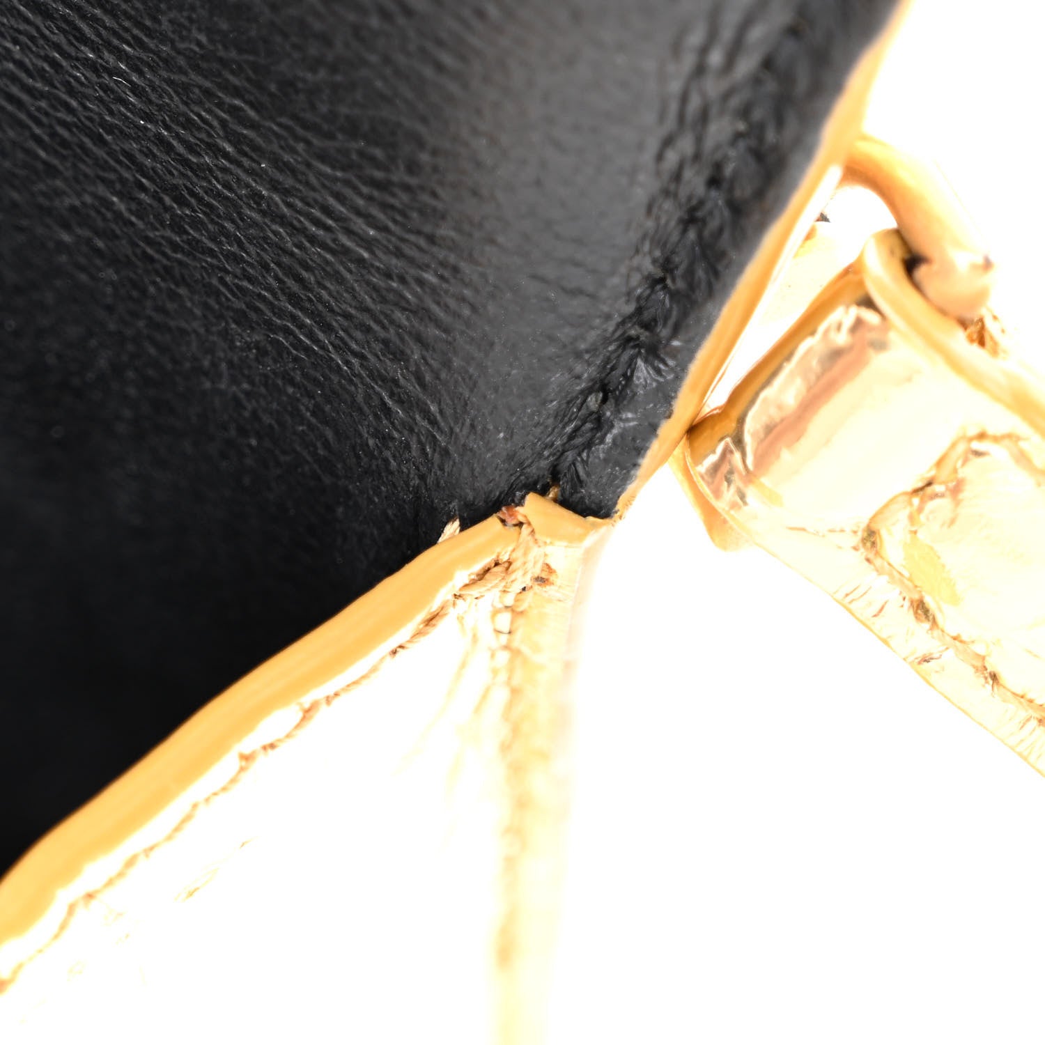 Balenciaga Metallic Calfskin Crocodile Embossed Hourglass Top Handle Bag XS Gold 14 of 17