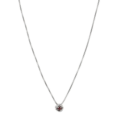 David Yurman Sterling Silver Diamond Garnet 8mm Petite Infinity Pendant Necklace 1 of 5