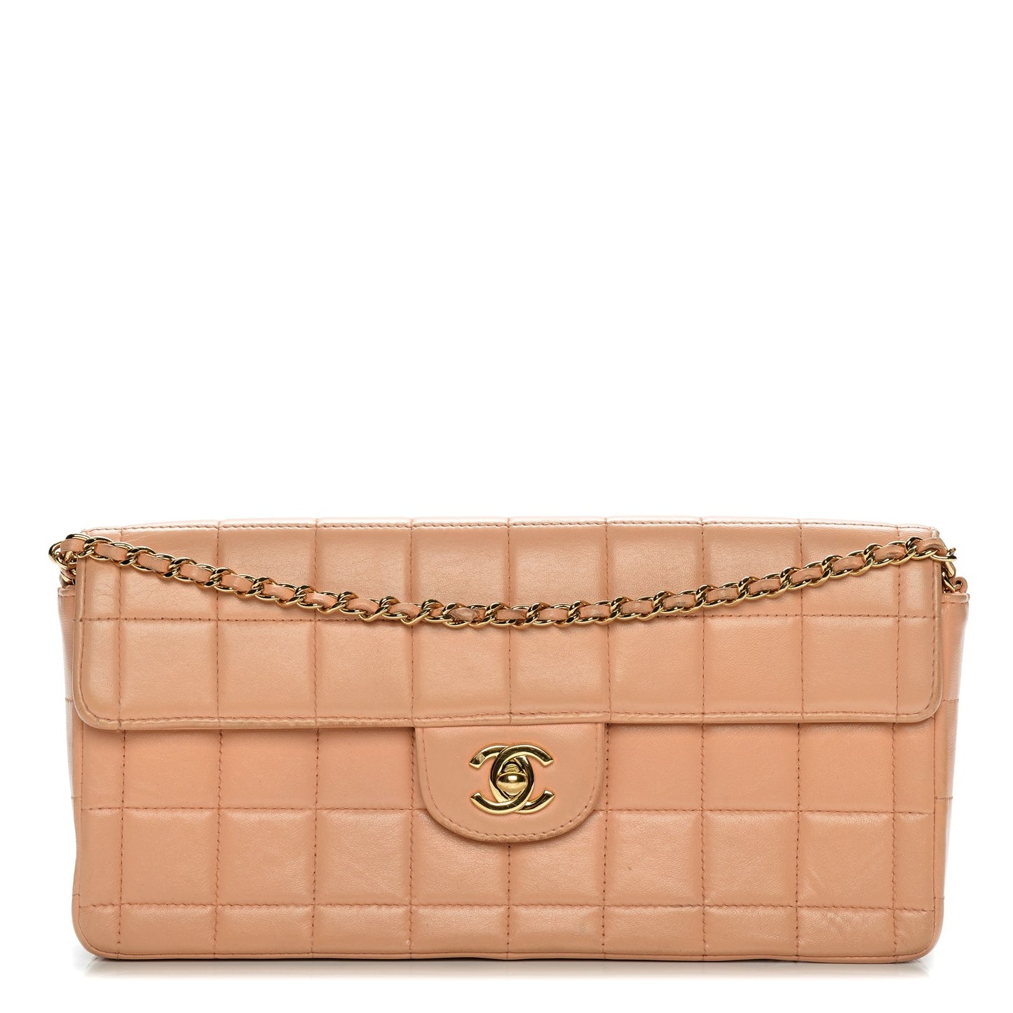 Lambskin East West Chocolate Bar Flap Pink