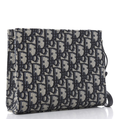Christian Dior Oblique Zipped Pouch Clutch Blue 2 of 10