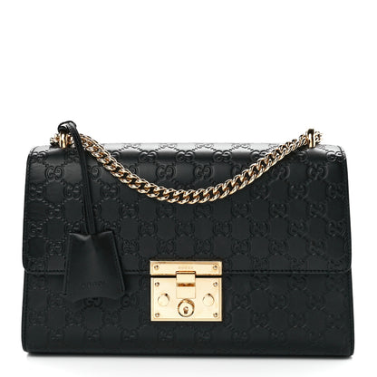 Gucci Guccissima Medium Padlock Shoulder Bag Black 1 of 13
