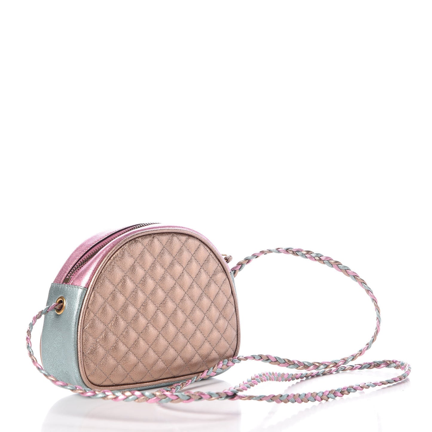 Laminated Nappa Trapuntata Mini Zumi Dome Shoulder Bag Rosa Lago Rame