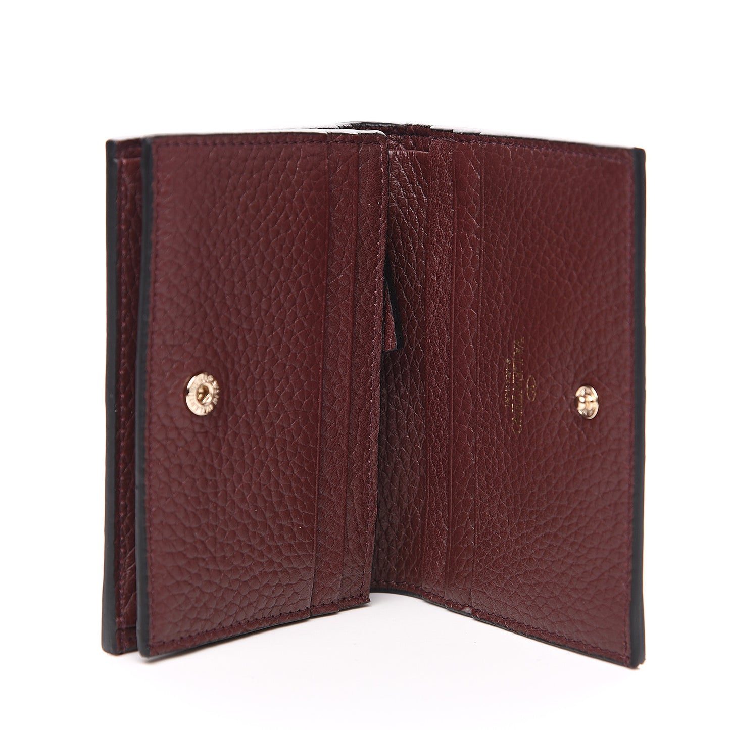 Pebbled Calfskin Rockstud French Flap Wallet Rubin