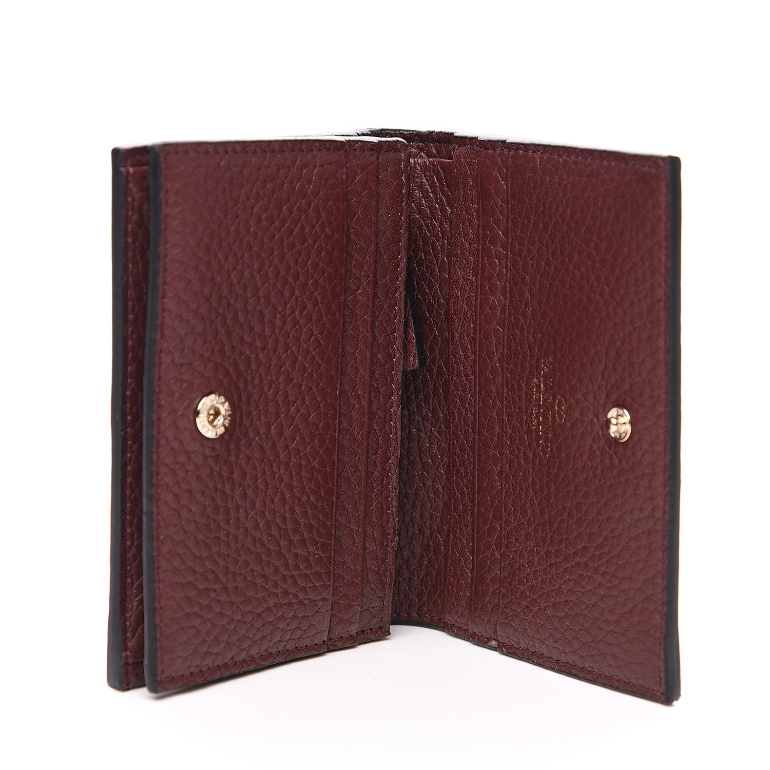 Valentino Garavani Pebbled Calfskin Rockstud French Flap Wallet Rubin 4 of 6