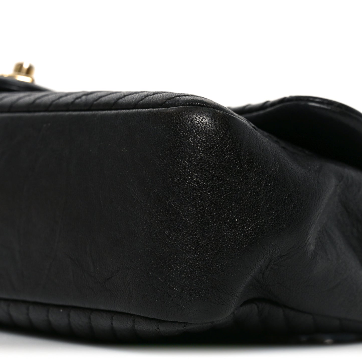 Calfskin Chevron Quilted Medium Surpique Flap Black