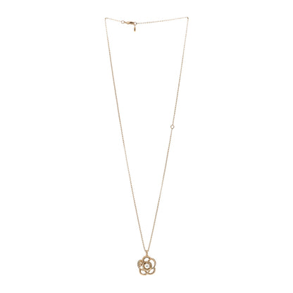 Chanel Crystal Pearl Camellia Necklace Gold 3 of 6