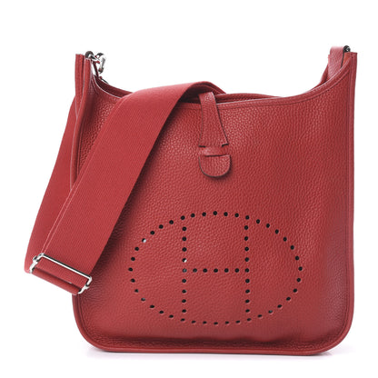 Hermes Taurillon Clemence Evelyne III PM Rouge Garance 1 of 9
