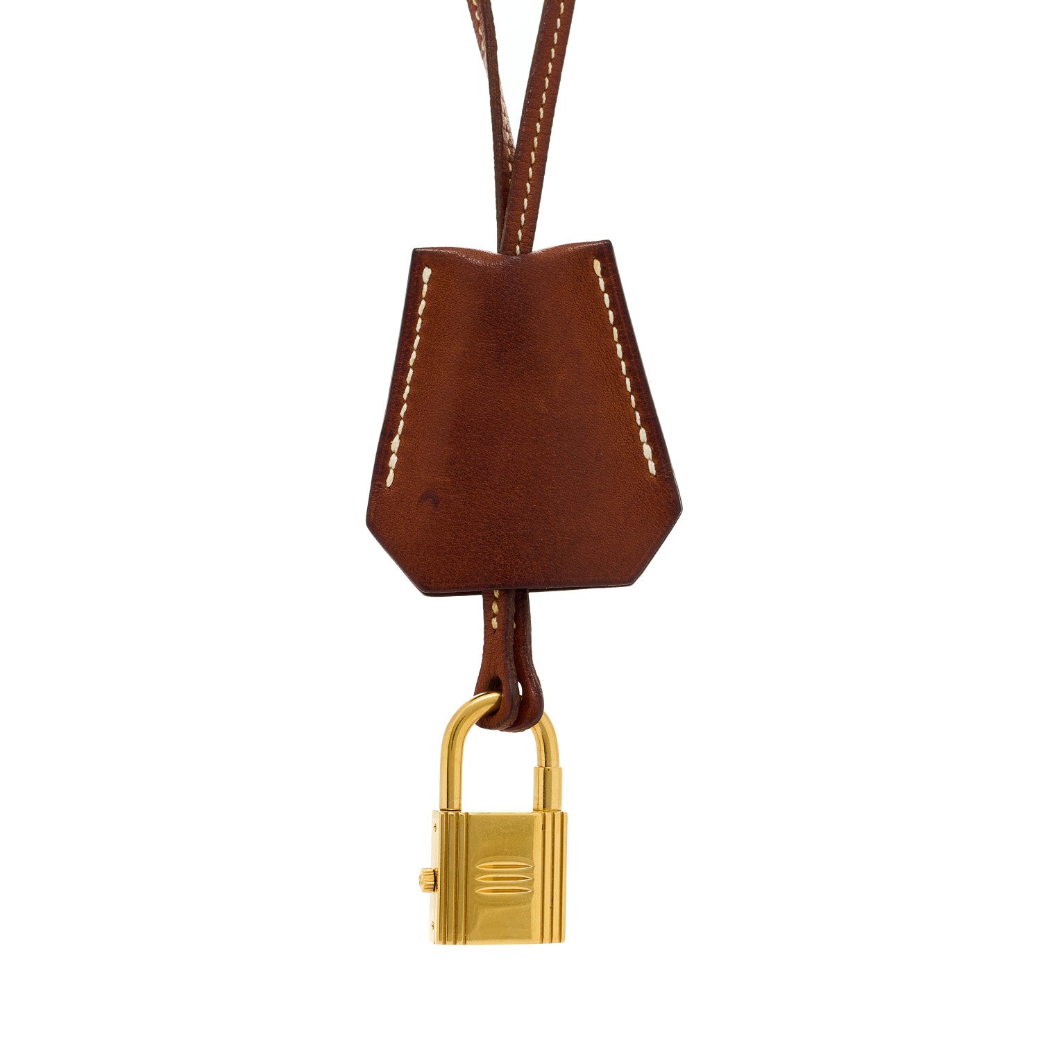 Hermes Stainless Steel Barenia Kelly Clochette Necklace Watch Fauve 4 of 6