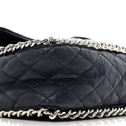 Chanel Washed Lambskin Quilted Maxi Chain Around Flap Navy 9 of 14