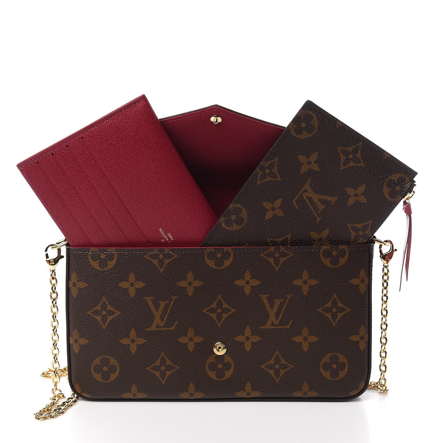 Monogram Pochette Felicie Chain Wallet Fuchsia