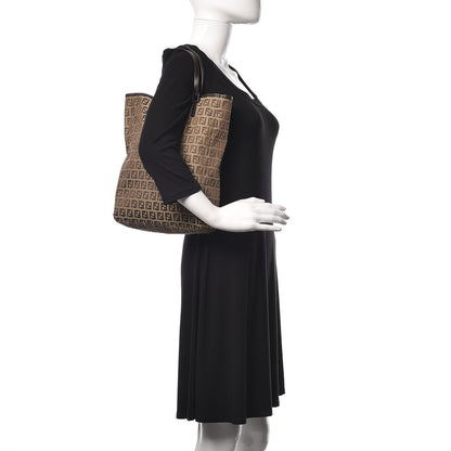 Fendi Zucchino Shopping Tote Mogano Panna Brown 2 of 14