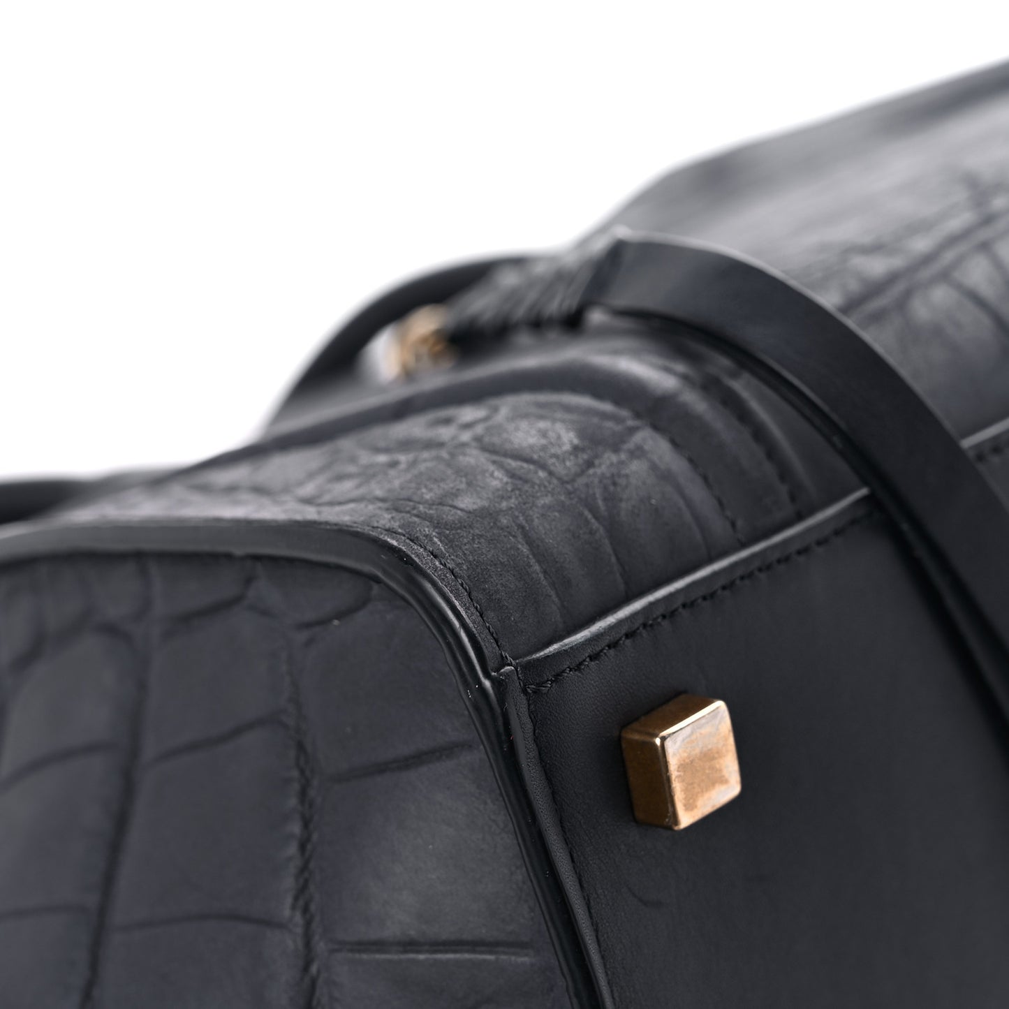 Crocodile Embossed Calfskin Medium Phantom Luggage Navy Blue