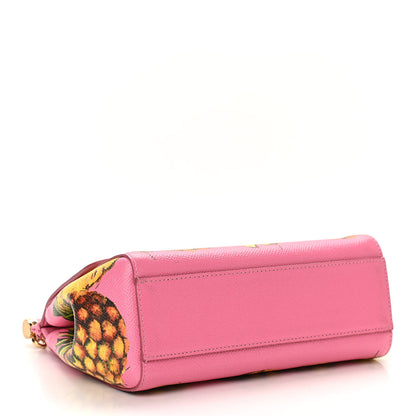 Dolce & Gabbana Dauphine Pineapple Print Small Miss Sicily Satchel Rosa 4 of 9